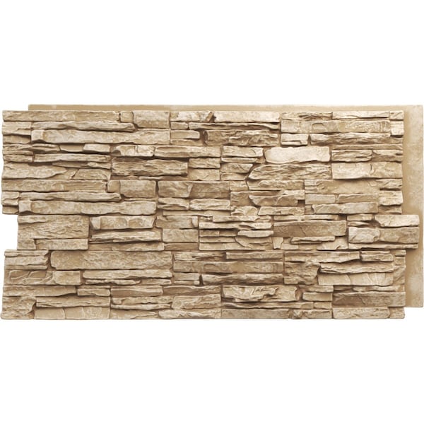 Ekena Millwork 45 3/4"W x 24 1/2"H x 1 1/4"D Canyon Ridge Stacked Stone StoneWall Faux Stone Siding Panel Sandstone PNU24X48CNSD - main